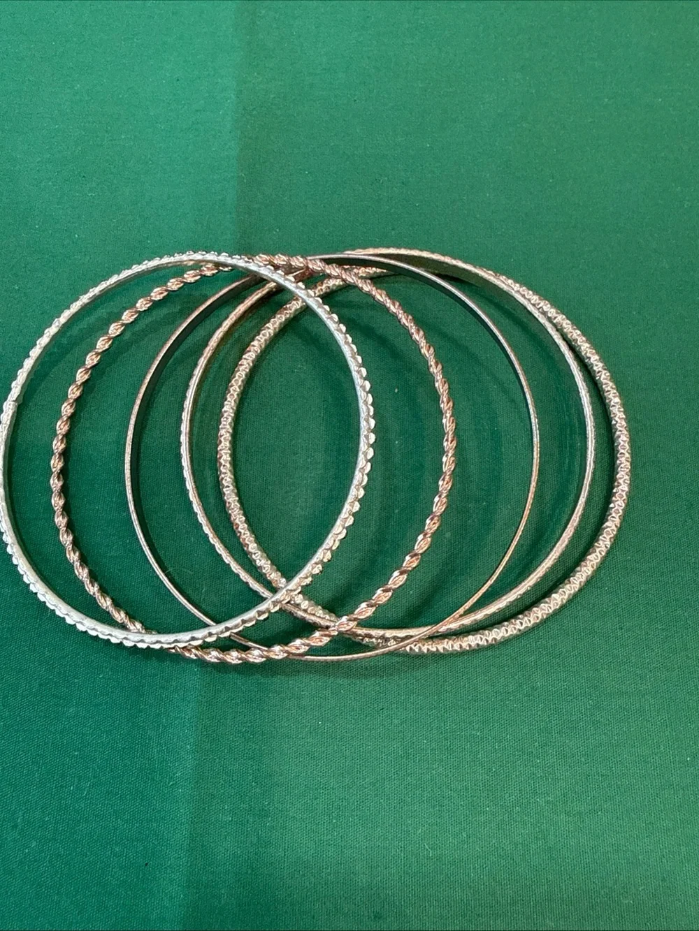 Mixed Metal Textured Bangle Bracelet Set - Women